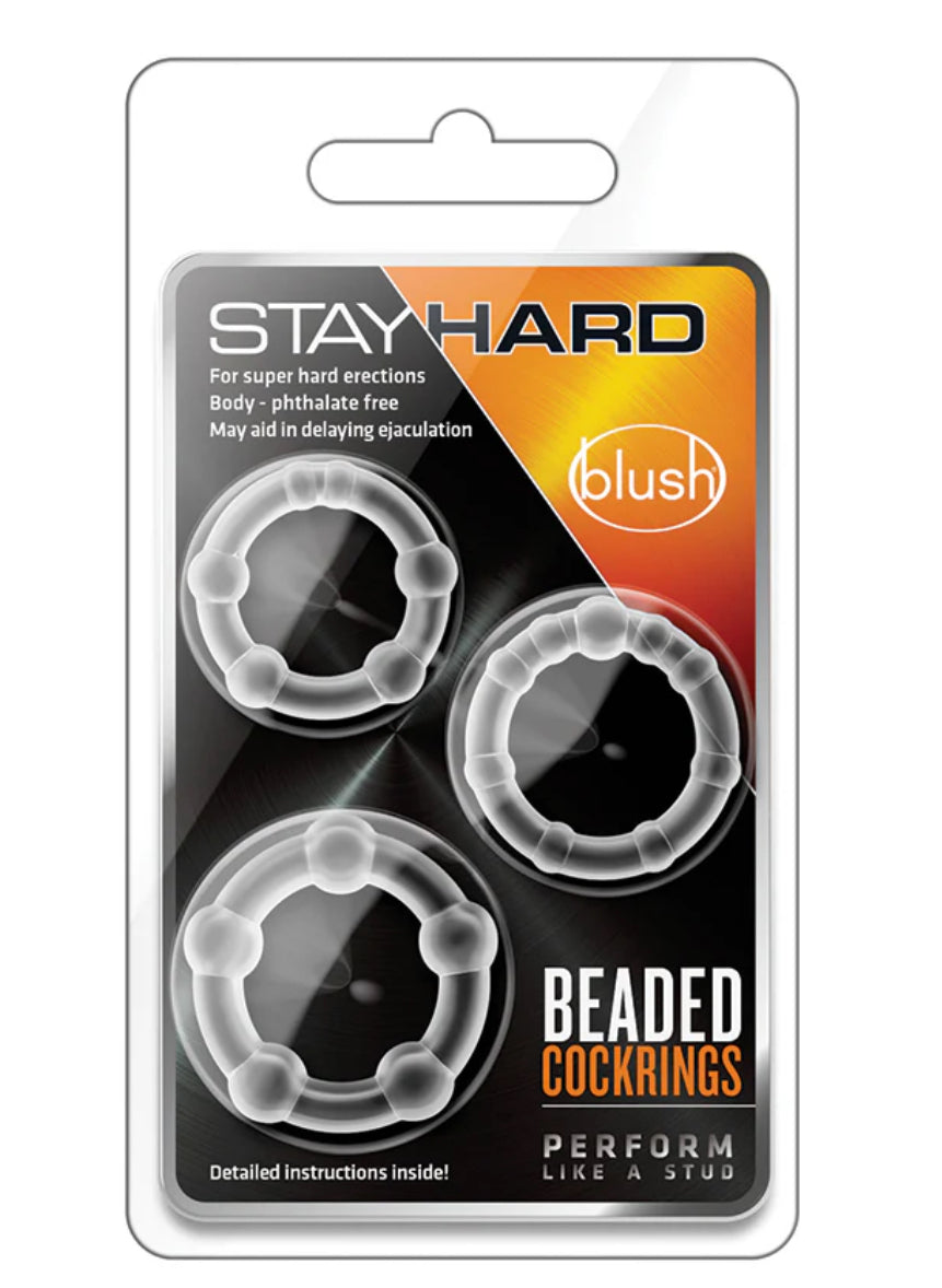 Stay Hard Beaded Cockrings-3Pk