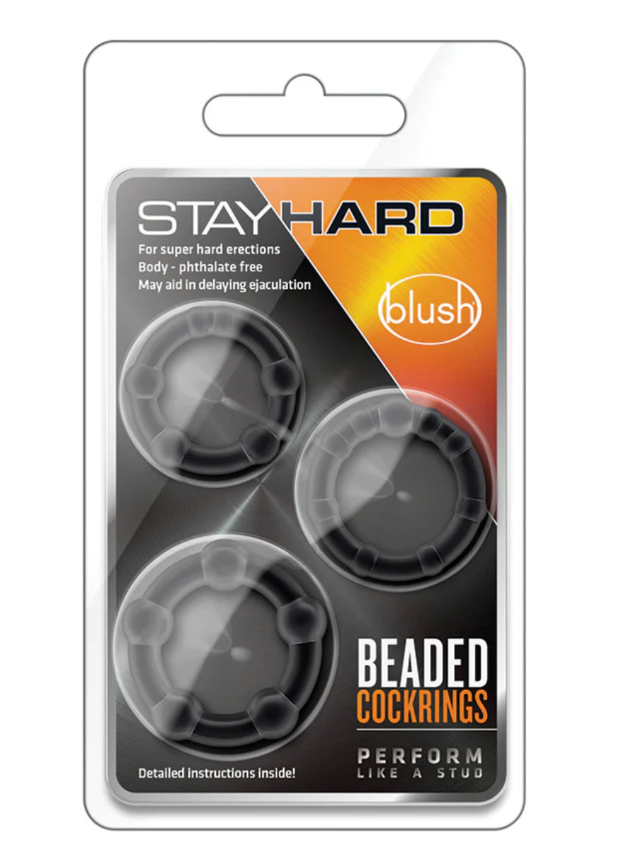 Stay Hard Beaded Cockrings-3Pk
