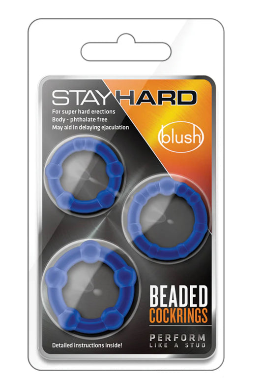 Stay Hard Beaded Cockrings-3Pk